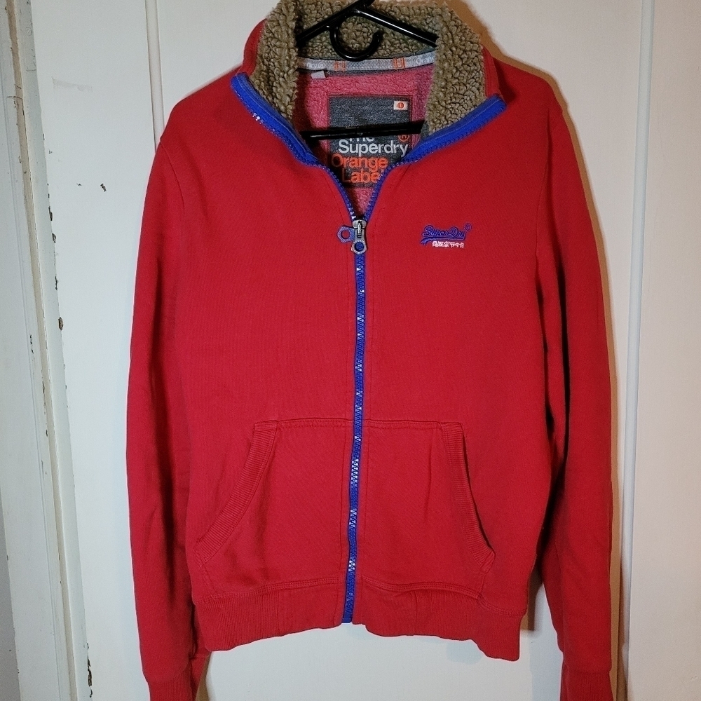 Superdry Red Performance Jacket with Blue Accents
